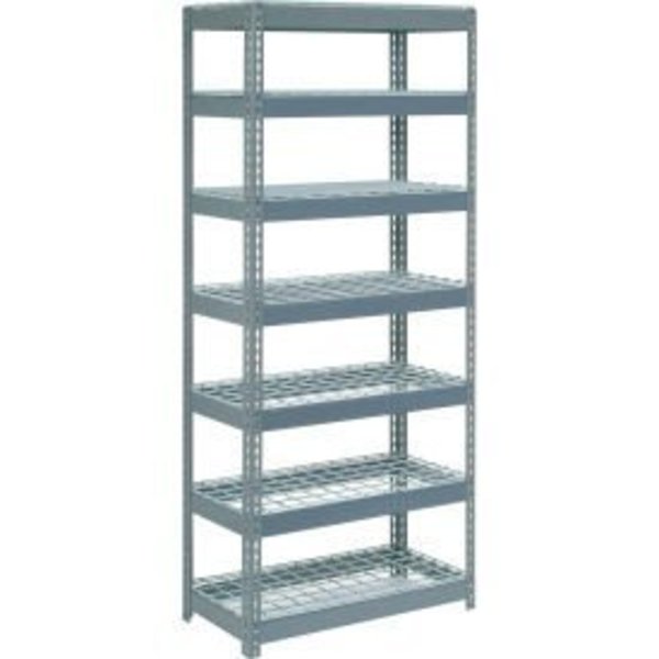 Global Equipment Extra Heavy Duty Shelving 36"W x 24"D x 96"H With 7 Shelves, Wire Deck, Gry 717473